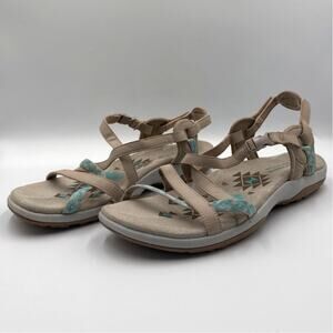 Skechers Reggae Womens 11 Slim Strappy Vacay Taupe Teal Aztec Sport Sandals40955